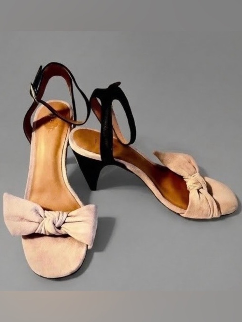 JOIE Oleta Colorblock Sandal Suede Bow Leather Ankle Strap\Heel 7 MSRP $298 NWT
